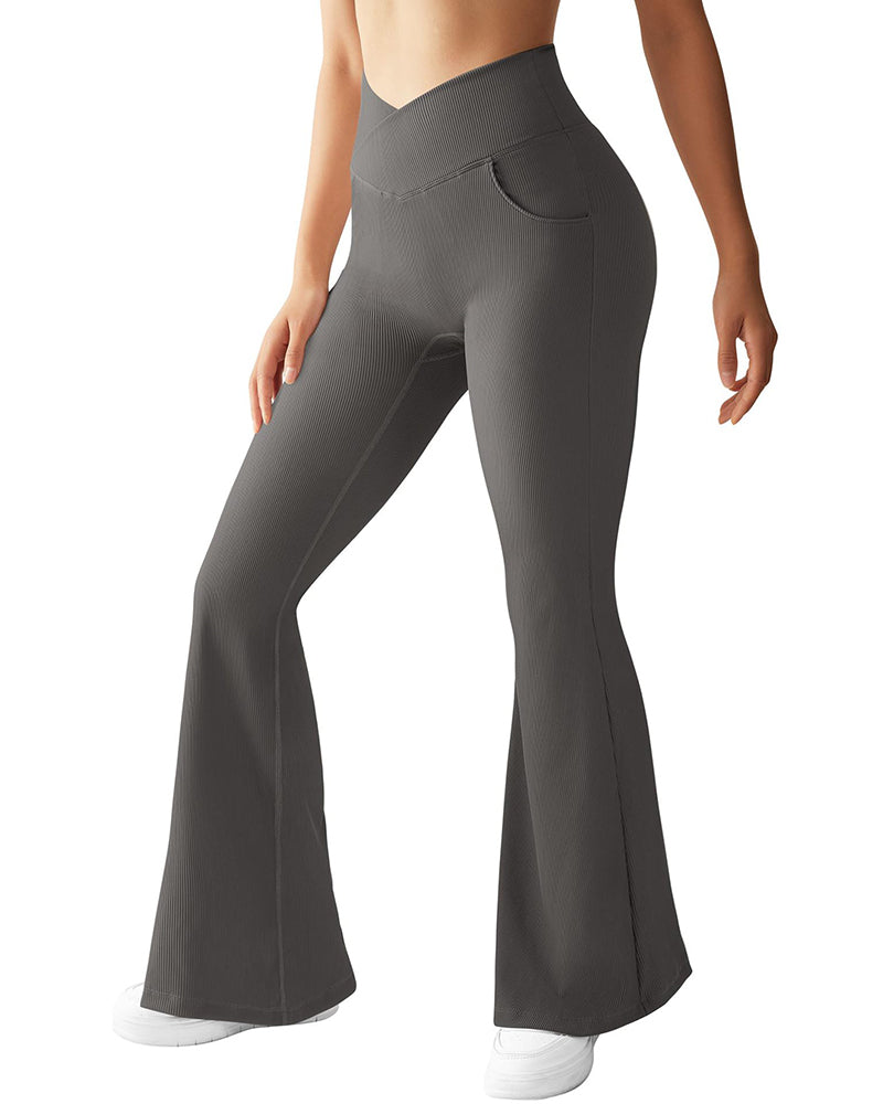 High-waisted Crossover Micro Flare Pants