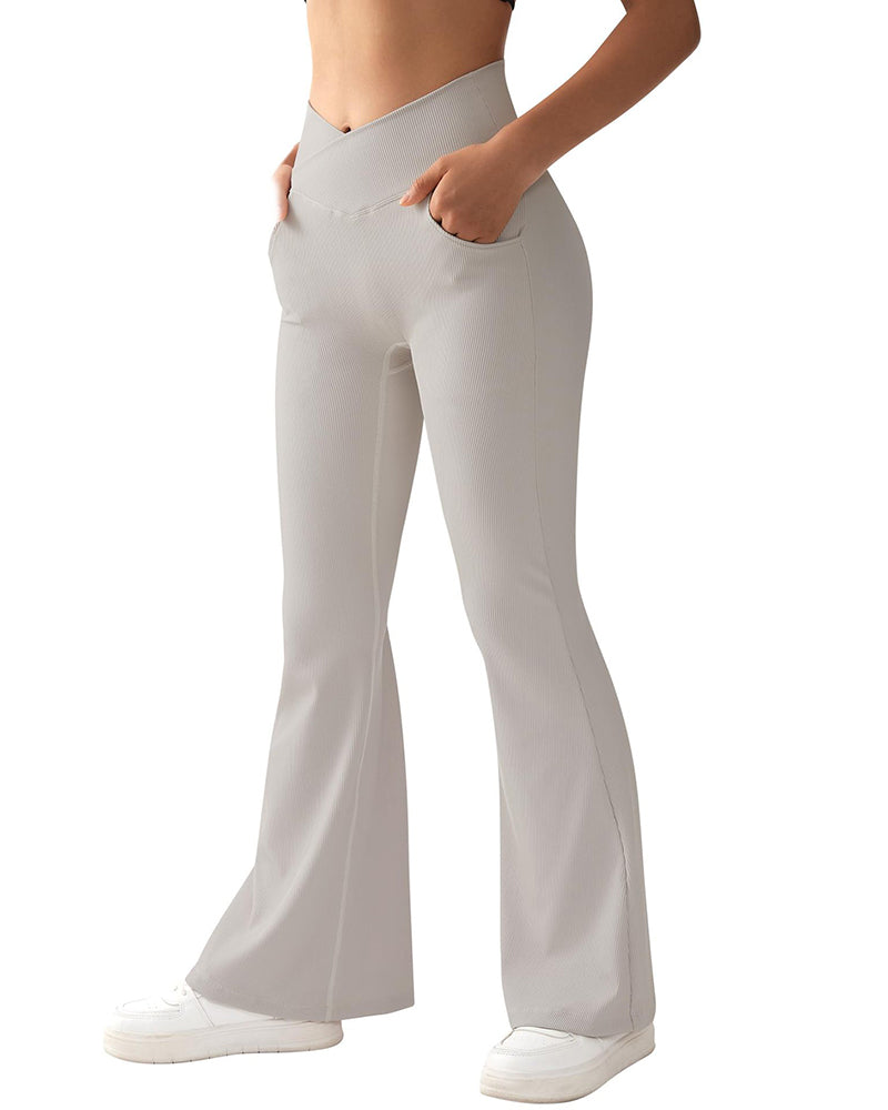 High-waisted Crossover Micro Flare Pants