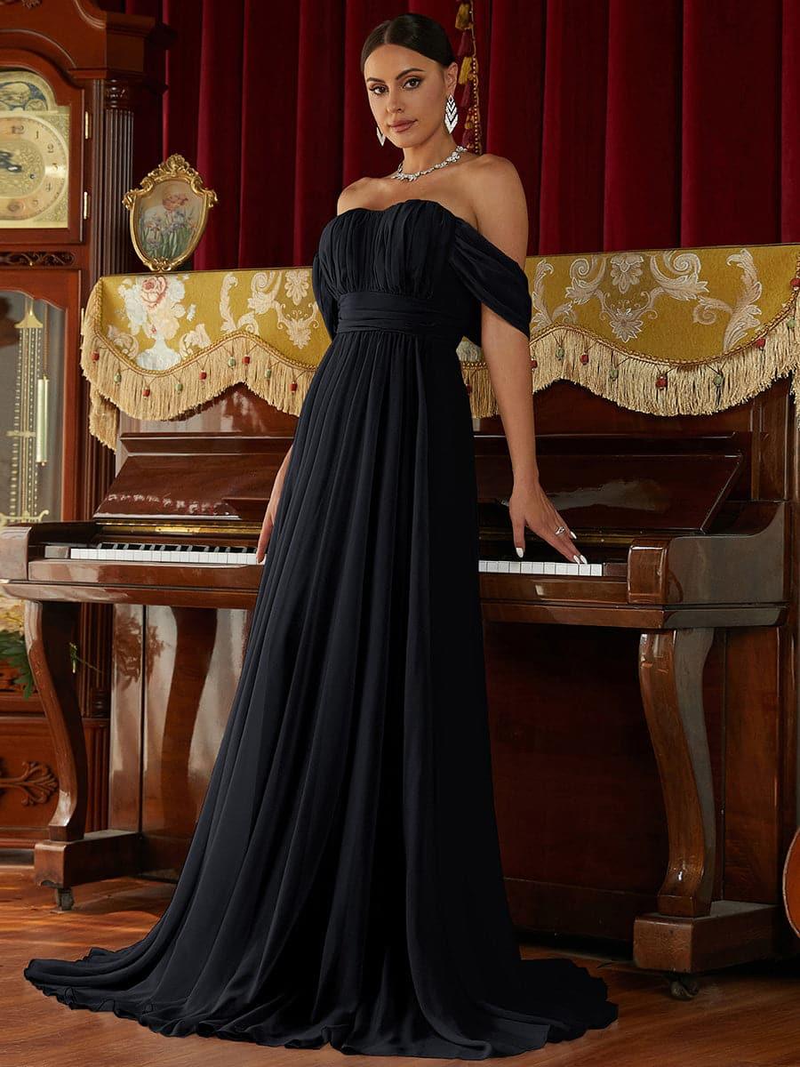 Off Shoulder Ruched Evening Dress