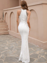 Cold Shoulder Beads Chain Cocktail Dress