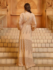 Apricot V-Neck Loose Sequin Prom Dress