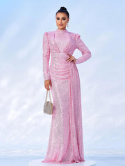 Full Cover Draped Sequin Dress