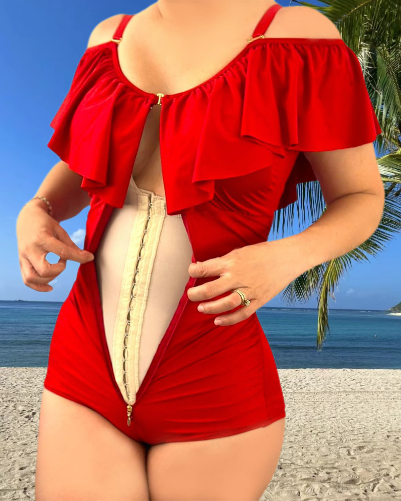 Body Shaping Ruffled Triangular Swimwear