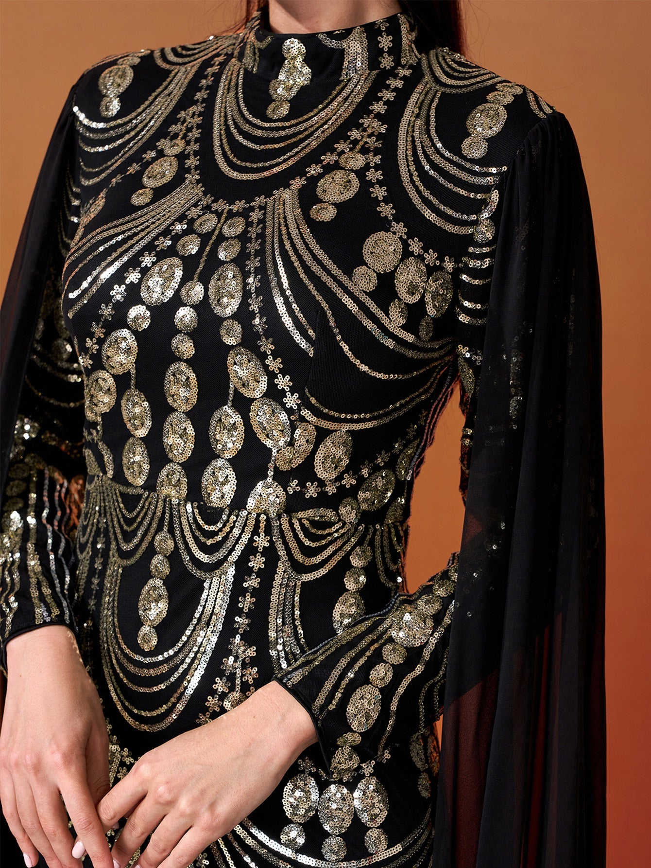 Stand Collar Full Cover Formal Dress