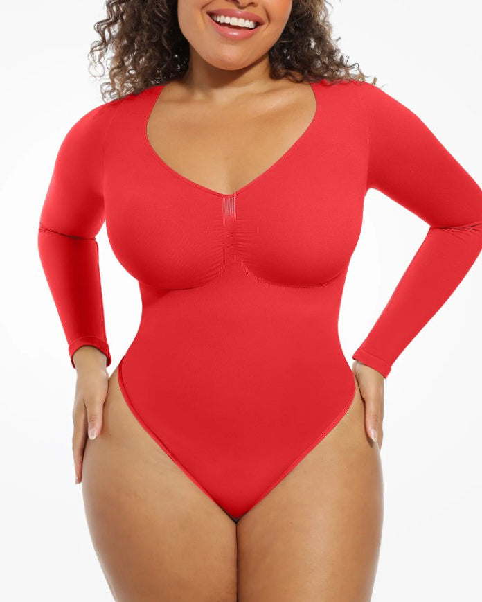 Tummy Shaping V Neck Slimming Thong Bodysuit