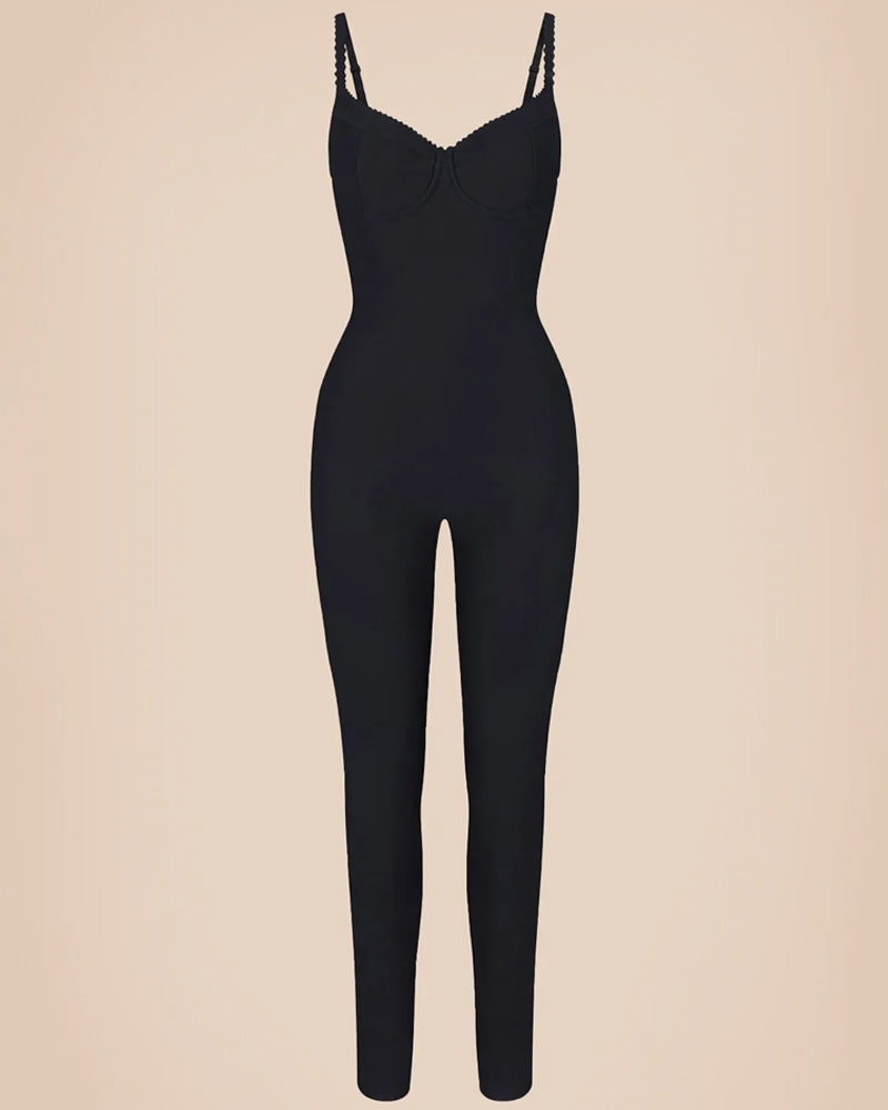 Leopard Print Suspenders High Waist Hip Lift Bodysuit