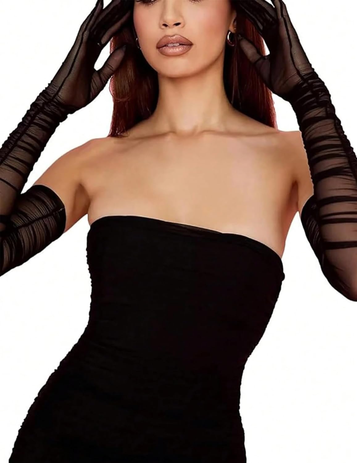 1920s Long Sheer Gloves Tulle Mesh Gloves