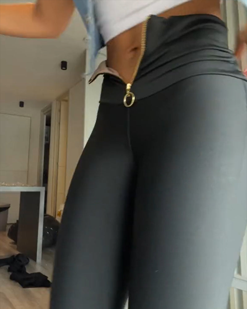 Tummy Control Zipper Butt Lift Leggings