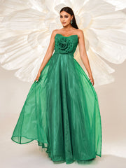 Floral Tube Top A-line Tulle Dress