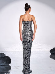 Spaghetti V-neck Sequin Mermaid Cocktail Dress
