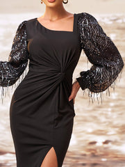 Classic Knot Long Sleeve Evening Dress