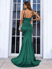 Sequin Insert Backless Mermaid Evening Dress