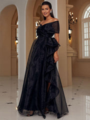 Off Shoulder Mesh Prom Dresses