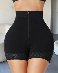 High Waist Front Zipper Butt Lifter Shorts