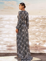 Black Sequin V-neck Split Evening Dress
