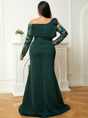Plus Off Shoulder Emerald Green Gown