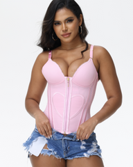 Heart Shape Tummy Control Compression Tanks Corset Waist Trainer Body Shaper with Zipper