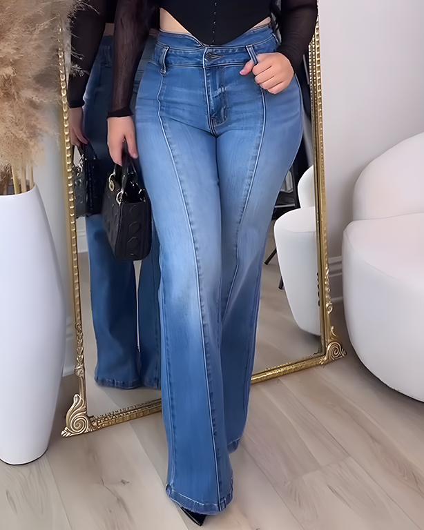 High-Rise Slim-Fit Skinny Flared Jeans