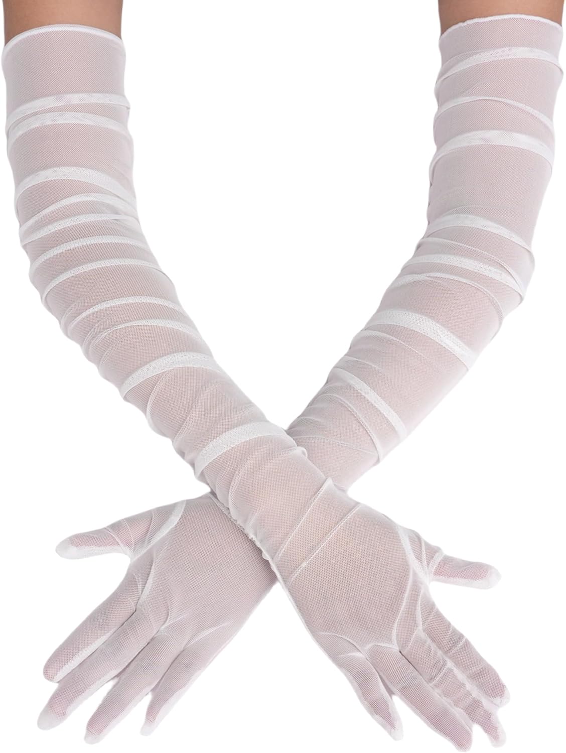 1920s Long Sheer Gloves Tulle Mesh Gloves