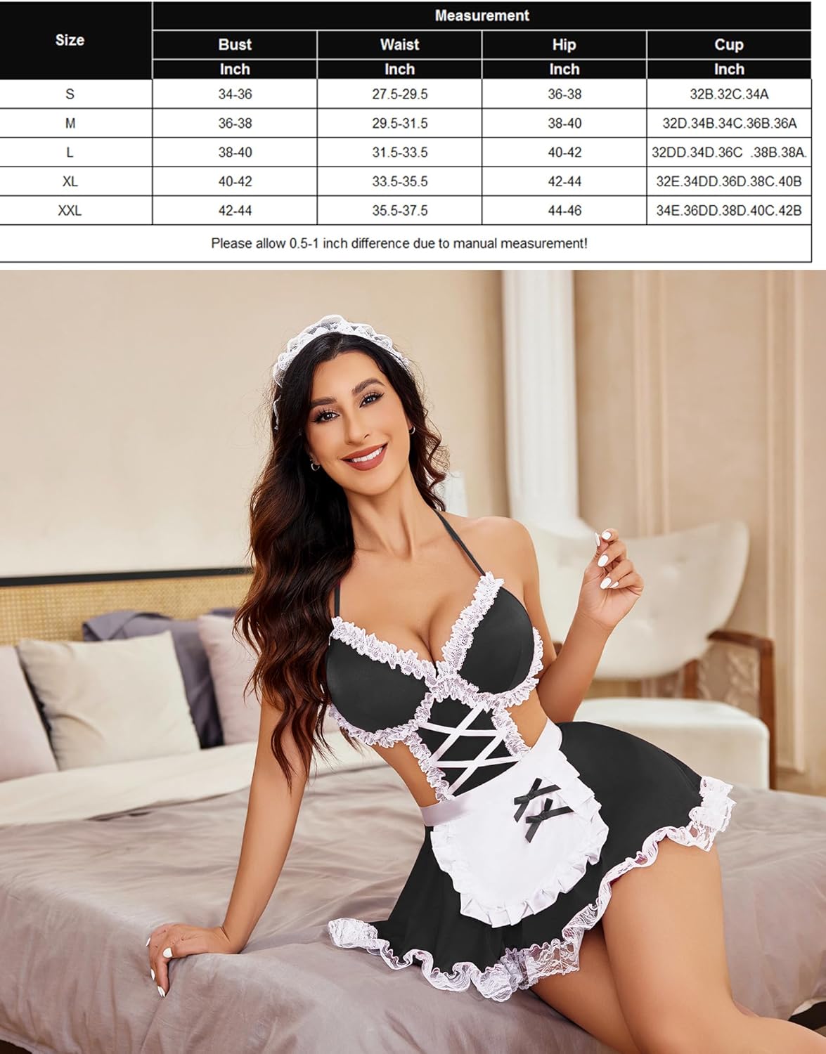 Costumes Lingerie Set Lace Maid Outfit (3Pcs)