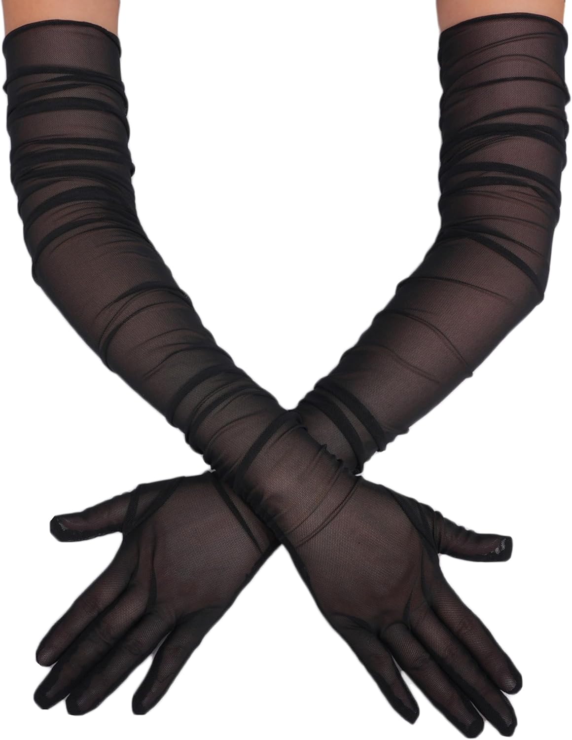 1920s Long Sheer Gloves Tulle Mesh Gloves