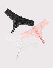 Lace Thongs Panties with Cute Bow