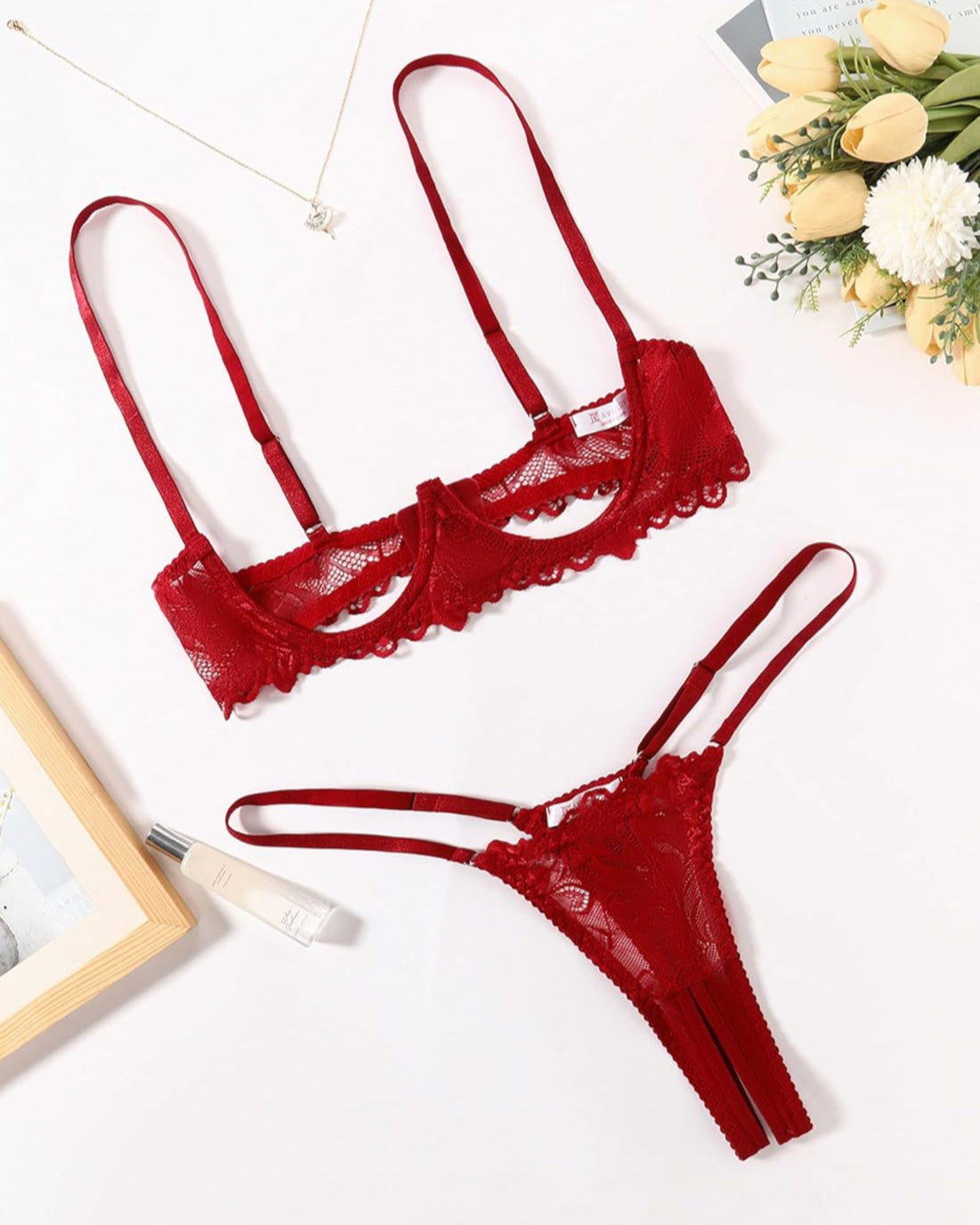 Lace Bra and Panty Underwire Lingerie Set