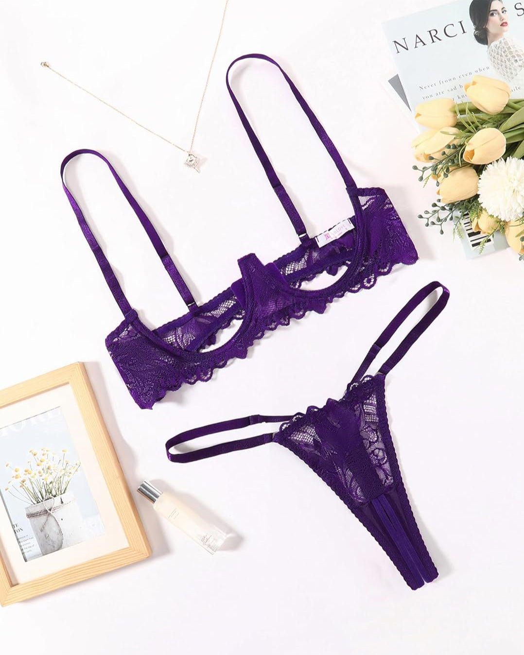 Lace Bra and Panty Underwire Lingerie Set