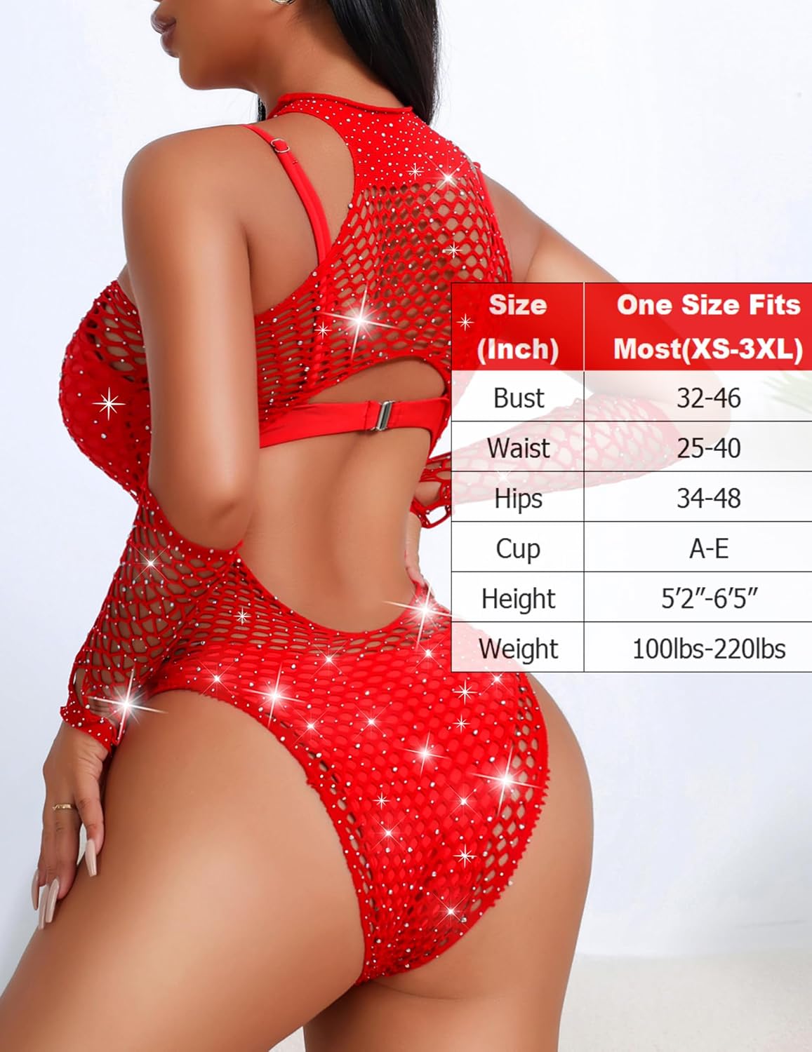 Fishnet Rhinestone Bodysuit