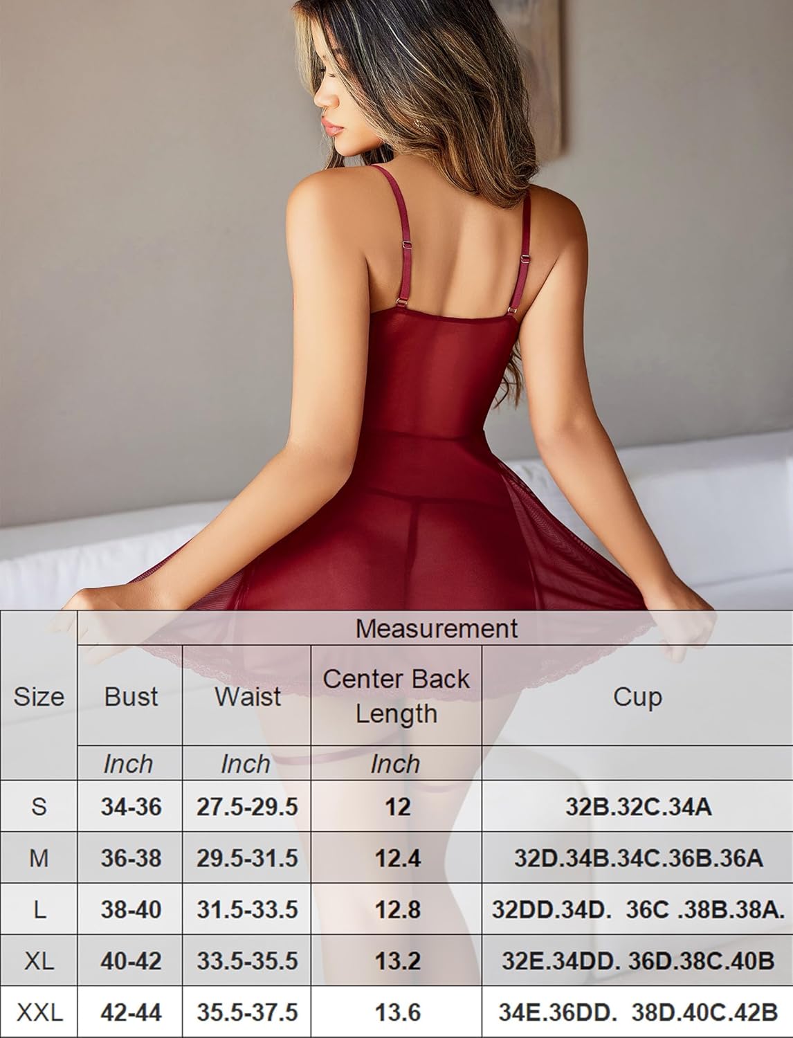 Open Front Mesh Babydoll with Garter Belts