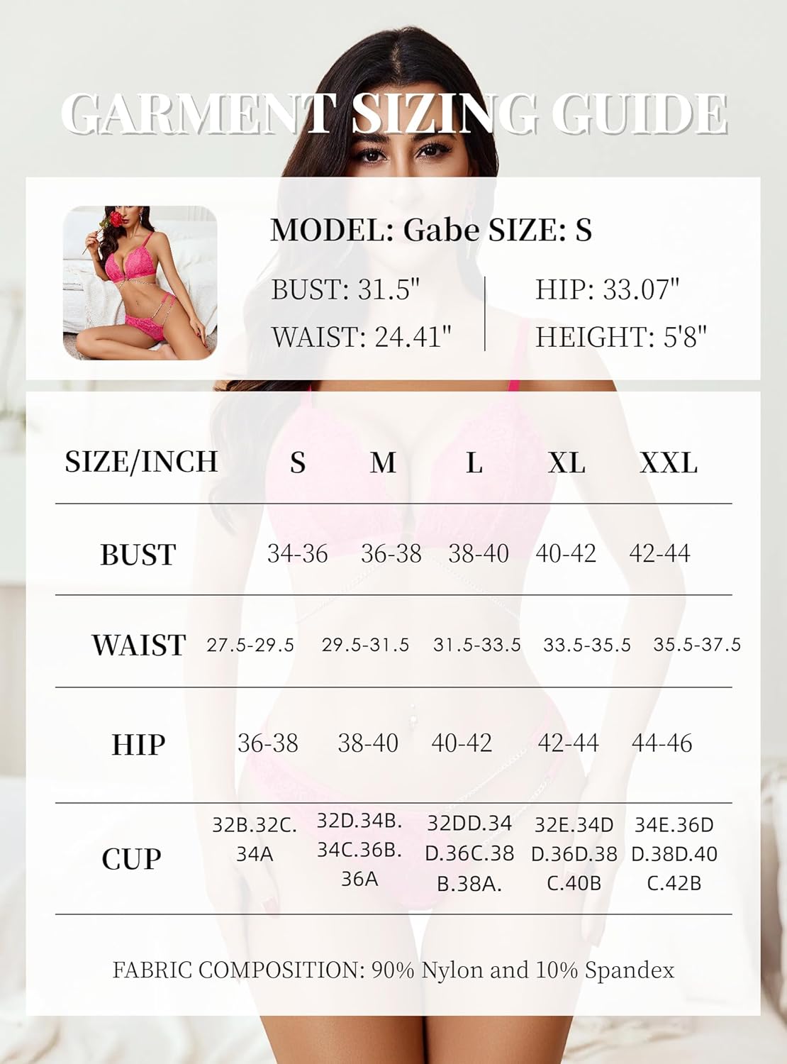 2 Piece Lace Lingerie Set with Chain