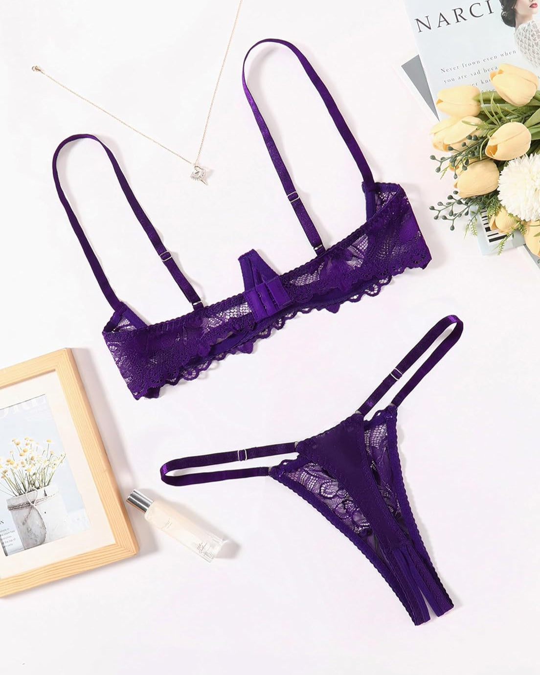 Lace Bra and Panty Underwire Lingerie Set