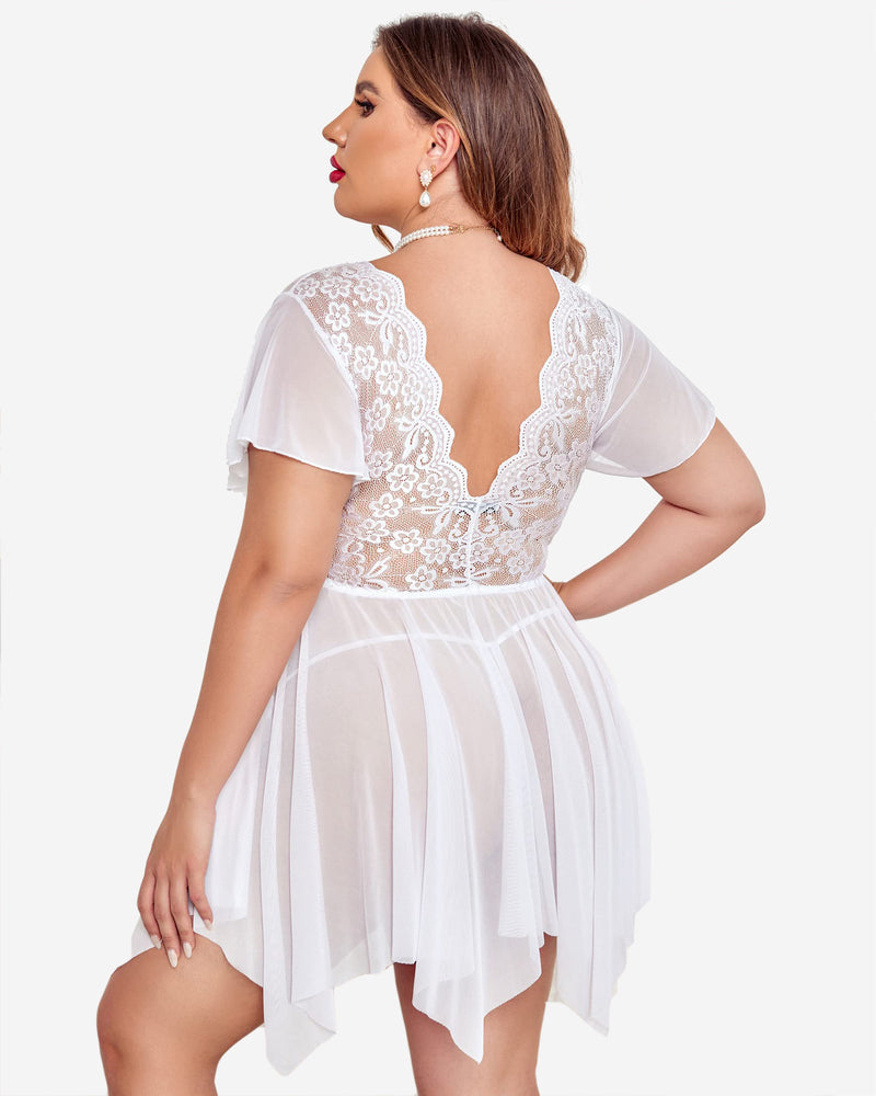 Plus Size Babydoll FLace Lingeries