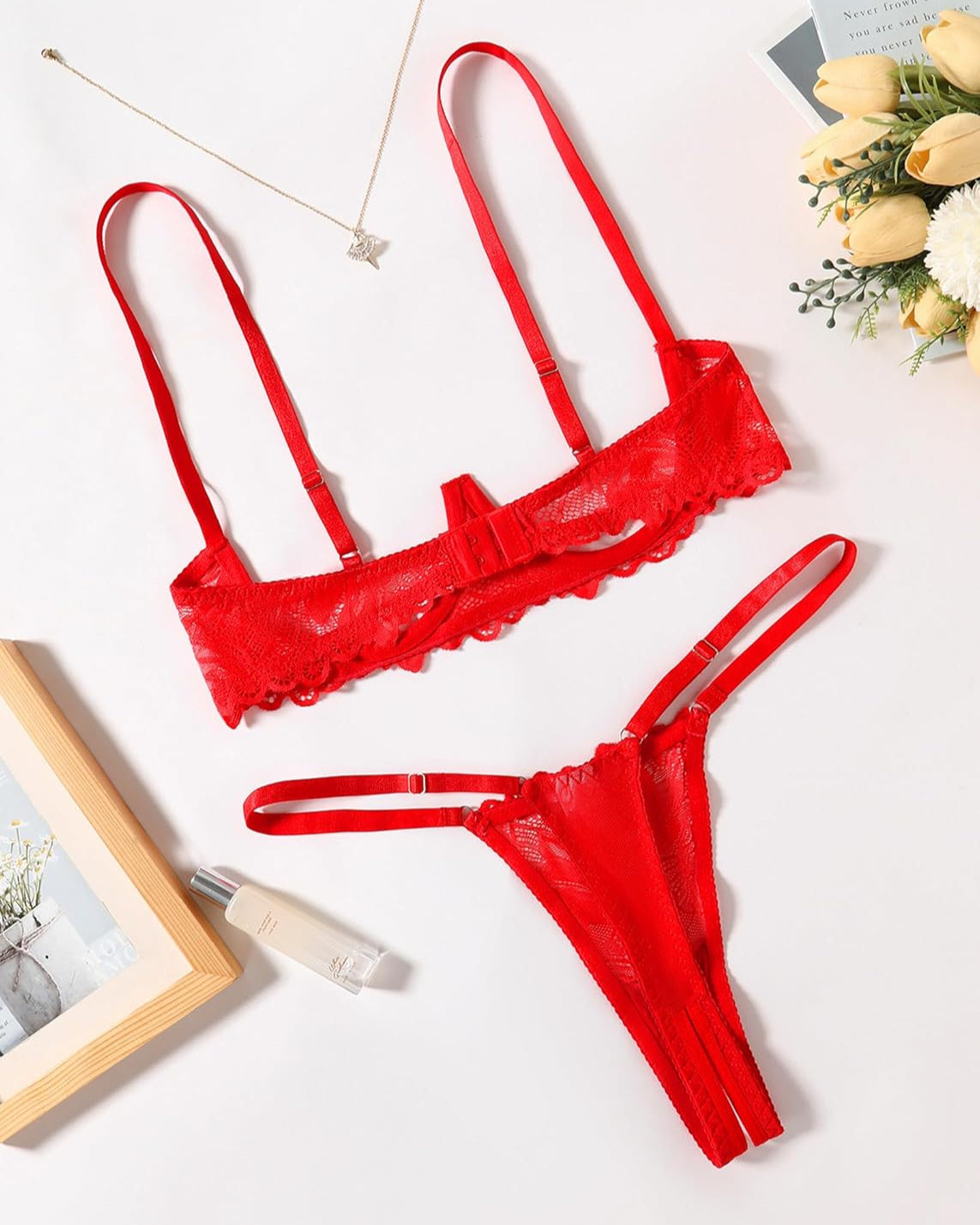 Lace Bra and Panty Underwire Lingerie Set