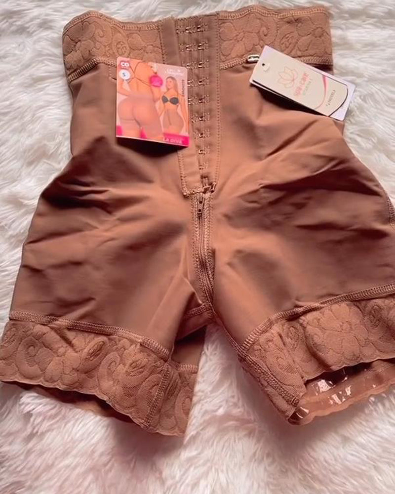Hook-Eye Closure High Waist Shaping Shorts
