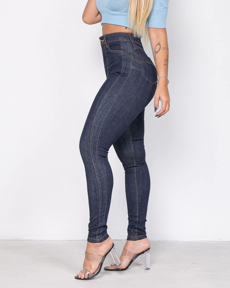 Double Side Stitched High Waisted Skinny Jeans