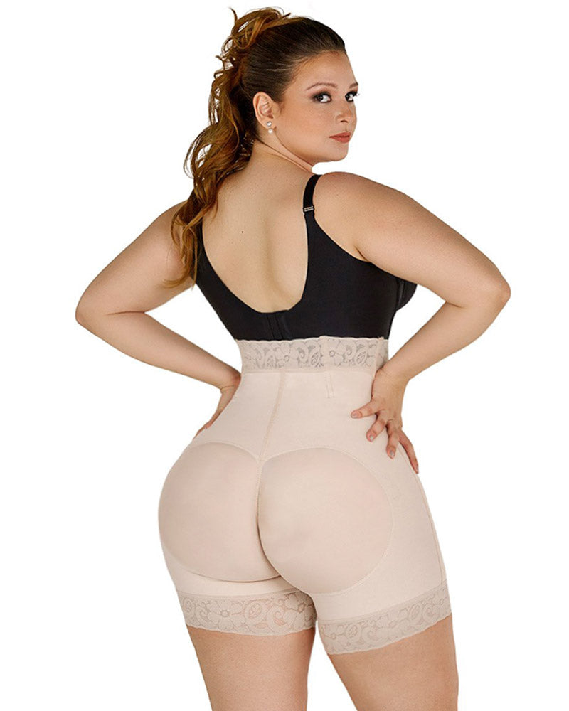 High Waist Front Zipper Booty Shaper Colombian Shapewear Short