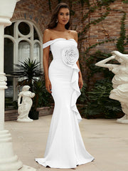 Off Shoulder Ruffled Evening Dress