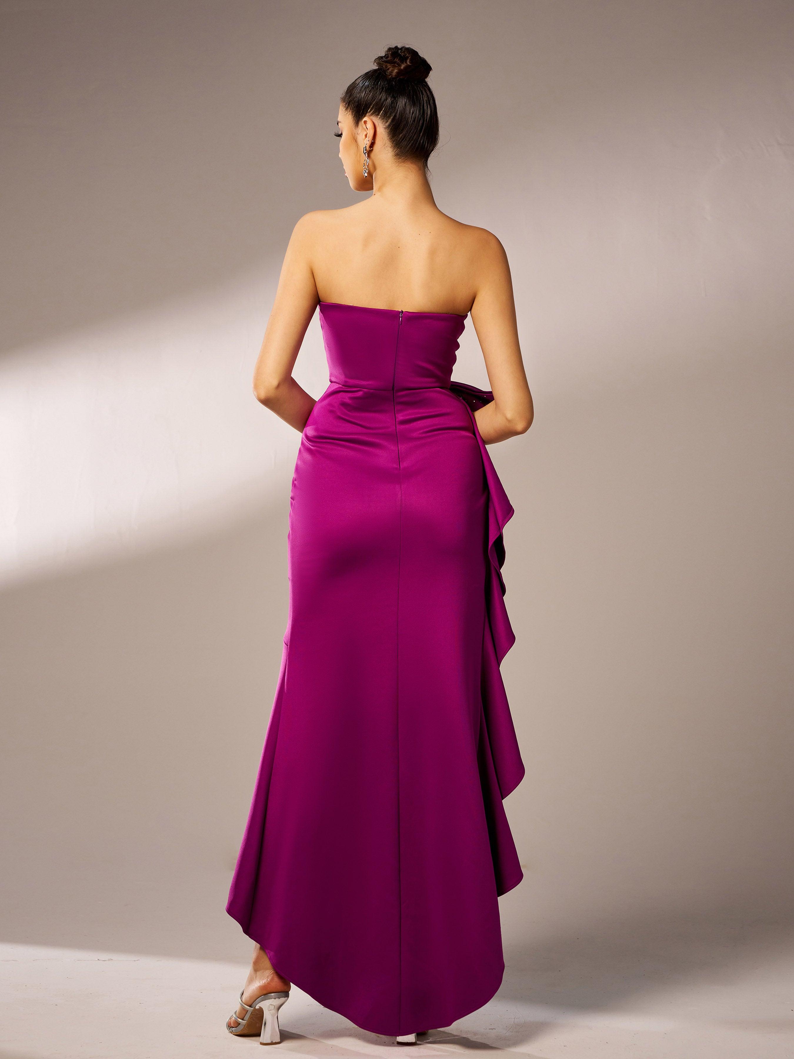 Strapless Knot Asymmetric Prom Dress