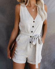 Bow Pocket Shorts Jumpsuits