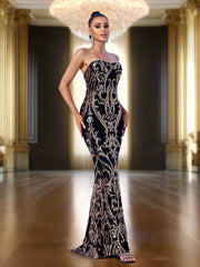 Strapless Maxi Sequin Dress