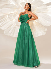 Floral Tube Top A-line Tulle Dress