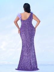 Plus Sleeveless Purple Mermaid Formal Dress