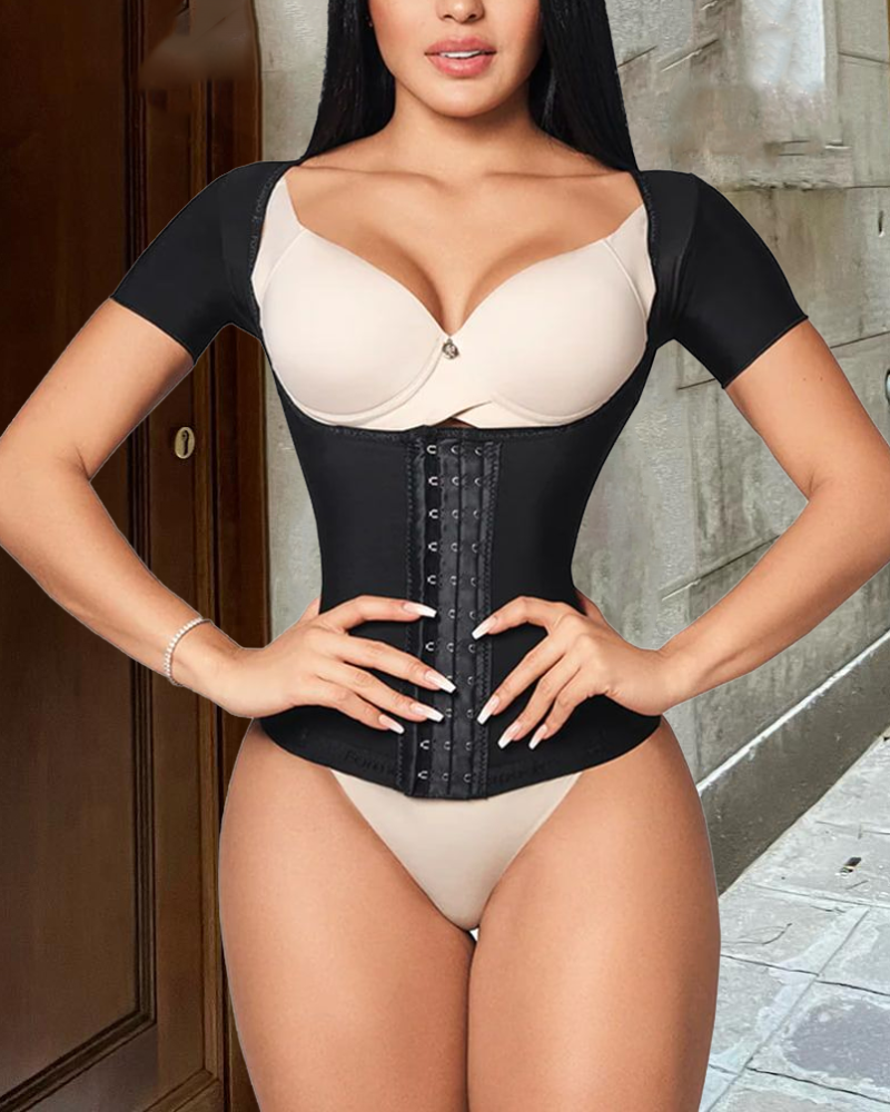 Waist Cincher Open Bust Short Sleeve Shapewear