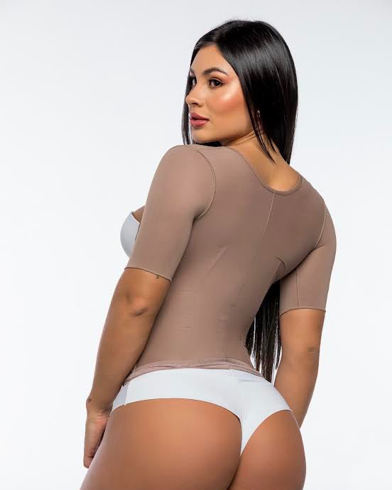 Waist Cincher Open Bust Short Sleeve Shapewear