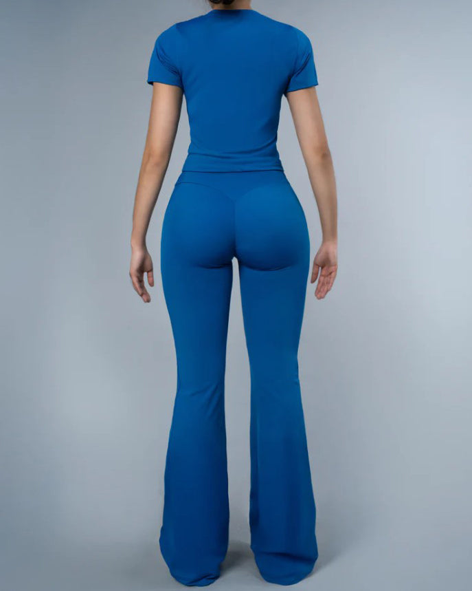 Casual Short-Sleeved Slim-Fit 2-Piece Set