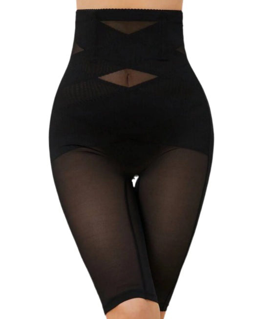Sheer Mesh Tummy Control Mid- Length Shaper Pants