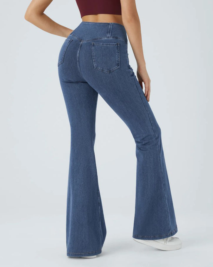 High-Stretch Slimming-Fit Flared Jeans