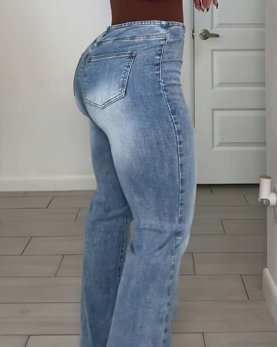 Cutout Butterfly Slim-Fit Flared Jeans