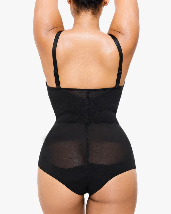 Sheer Mesh Slimming Thong Bodysuit